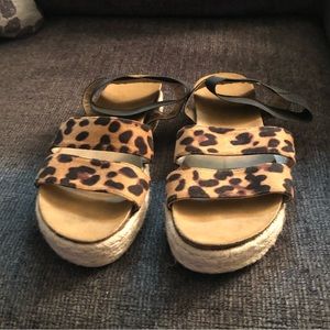 Animal print platform sandals